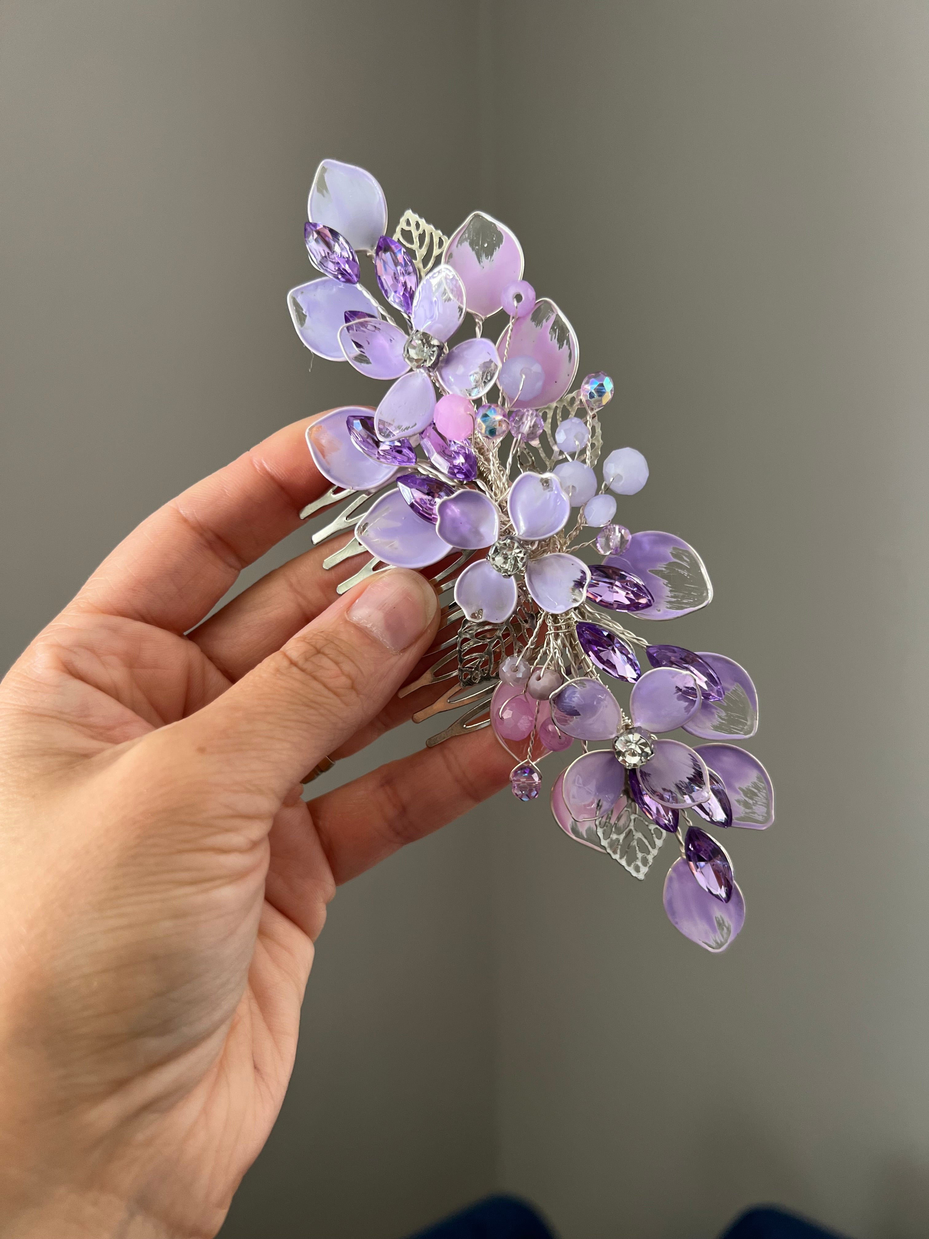 Lilac comb and Earrings