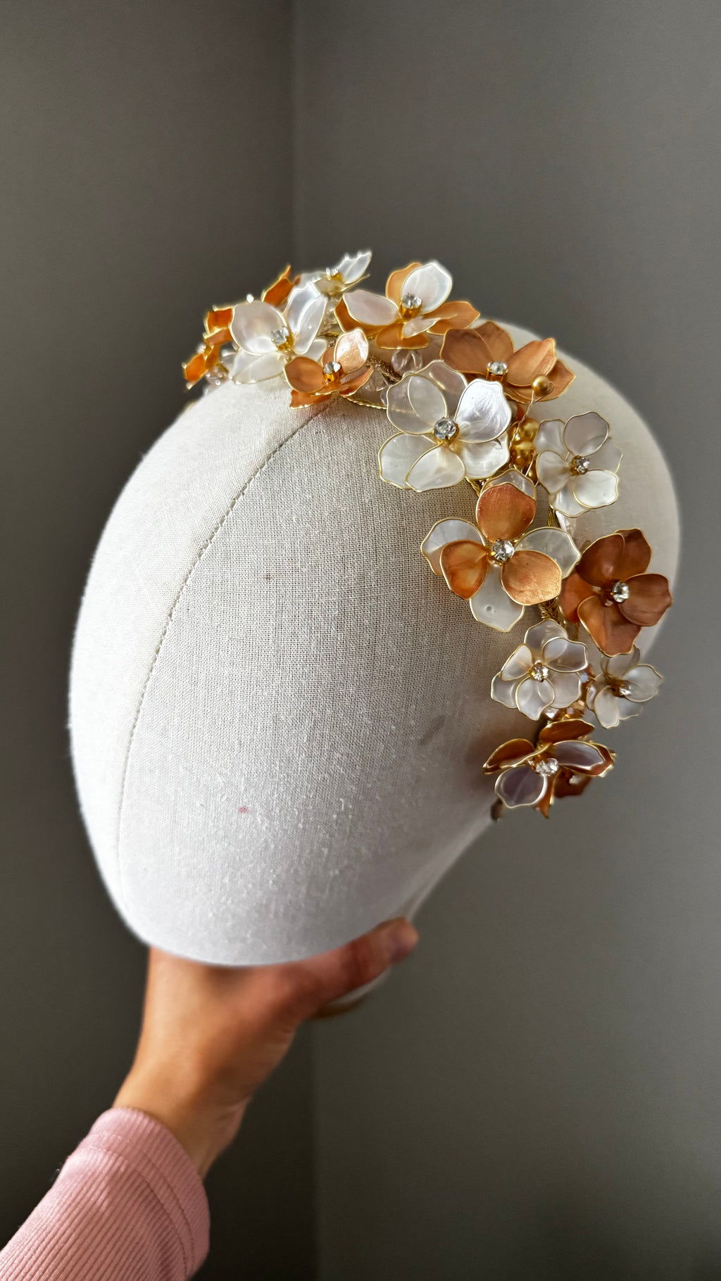 Pearl and Gold Flower headpiece