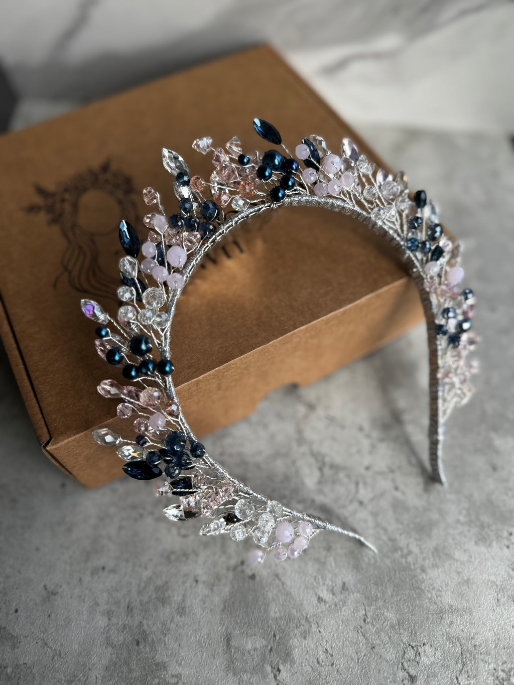 Navy and Pink Crystal crown