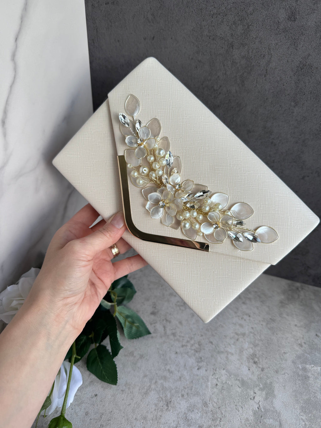 Ivory Pearl Clutch – Bridal Floral Clutch with Pearls & Crystals | Wedding Guest Accessory Ivory Pearl Clutch – Bridal Floral Clutch with Pearls & Crystals | Wedding Guest Accessory Precius pearls