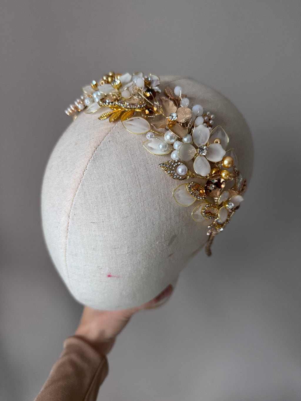 White & Gold Blossom Crown