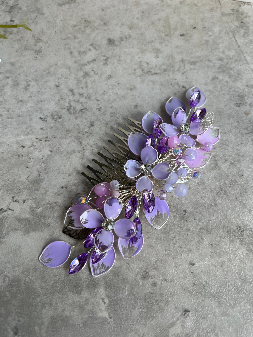 Lilac comb and Earrings