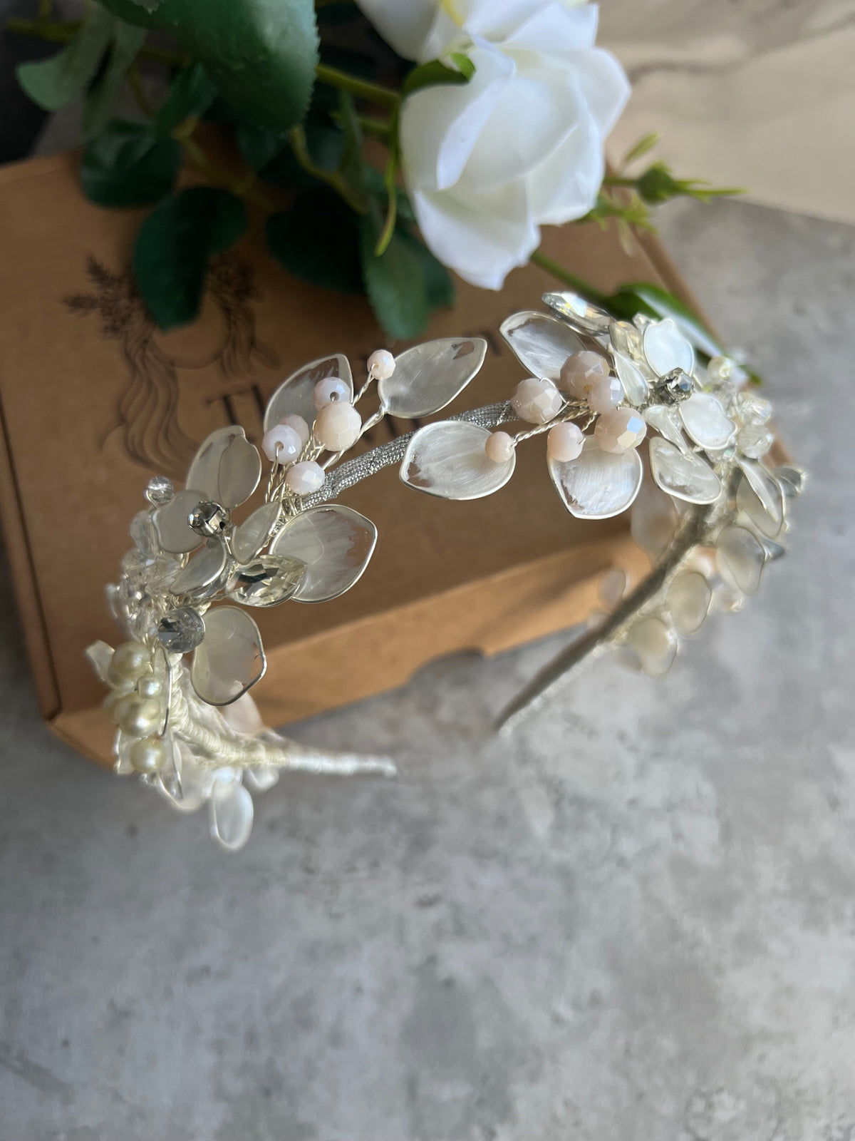 Ivory Pearl & Crystal Low Headpiece – Communion & Bridal Ivory Pearl & Crystal Low Headpiece – Communion & Bridal Precius pearls