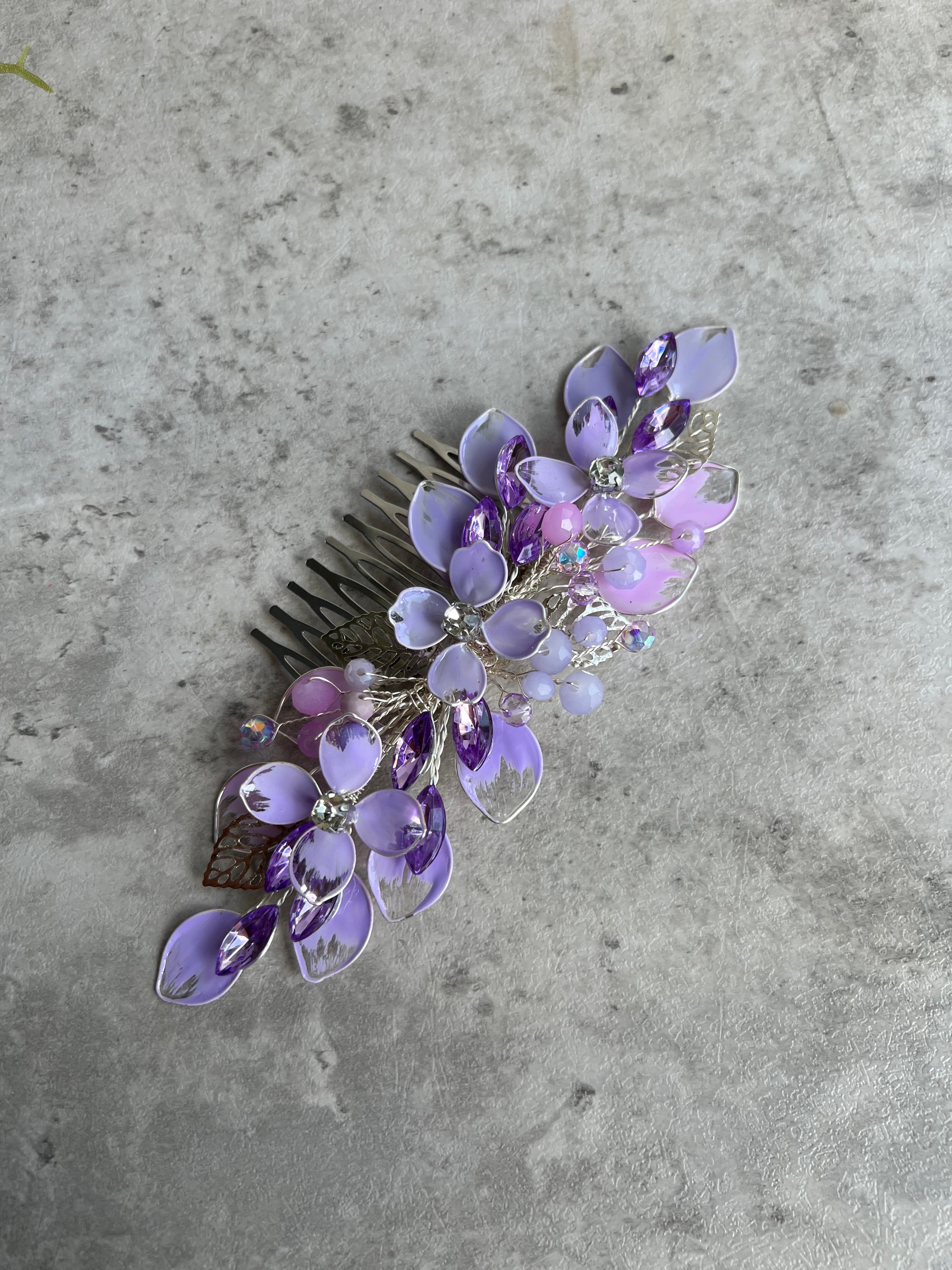 Lilac comb and Earrings