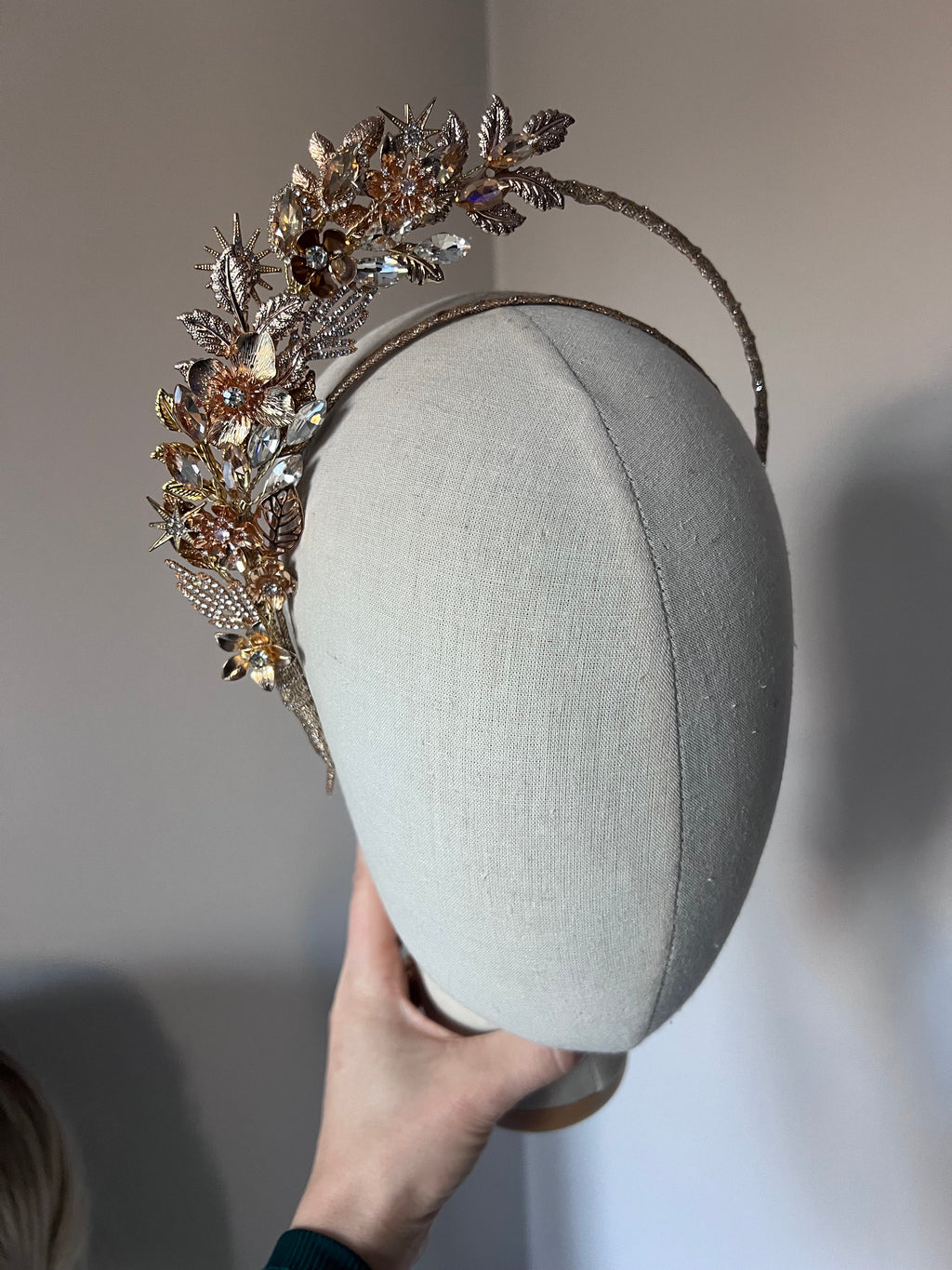 Gold Celestial Floral Half Halo Headpiece Gold Celestial Floral Half Halo Headpiece Precius pearls