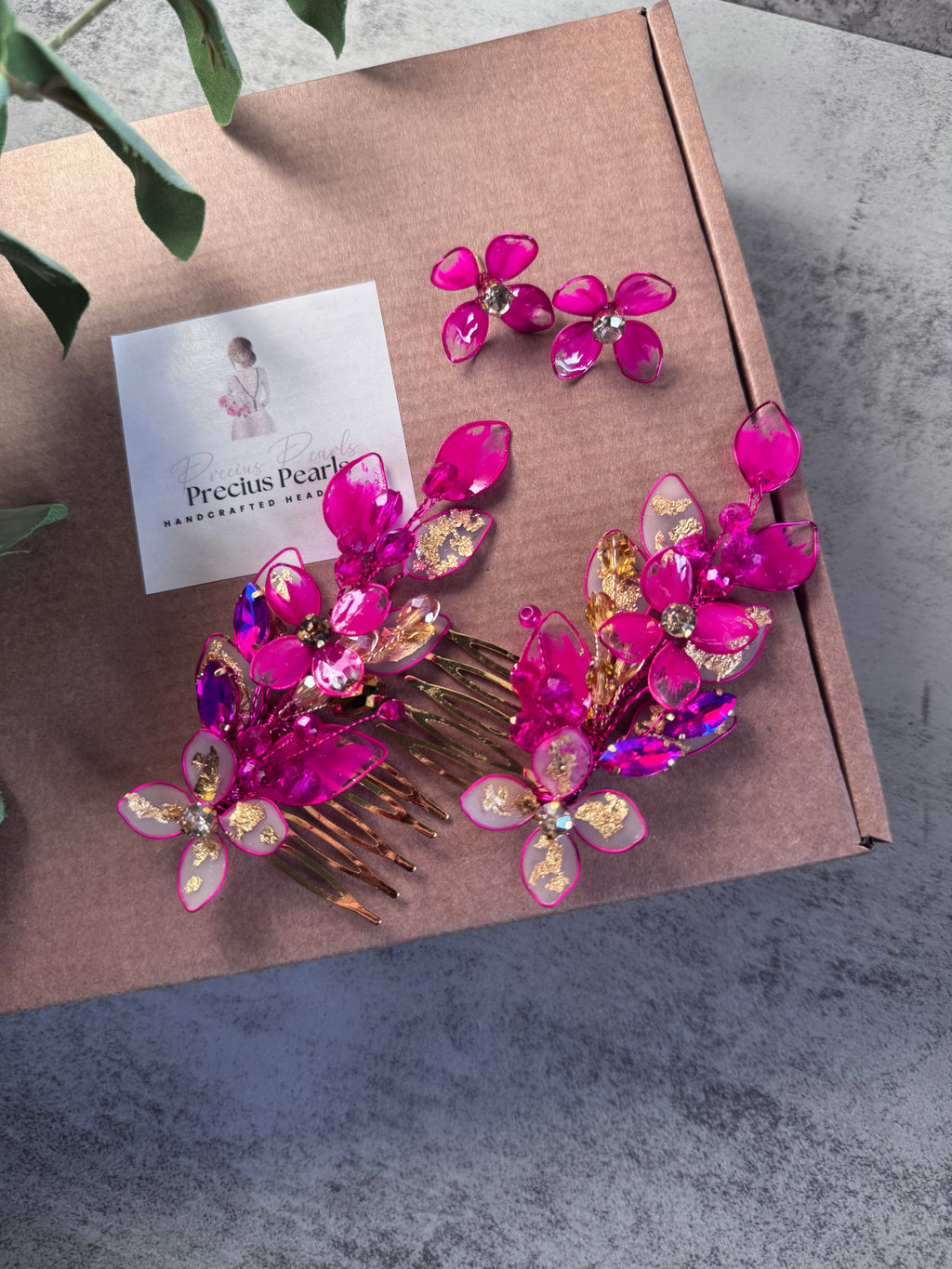 Fucshia and Frosted Gold Fucshia and Frosted Gold Precius pearls