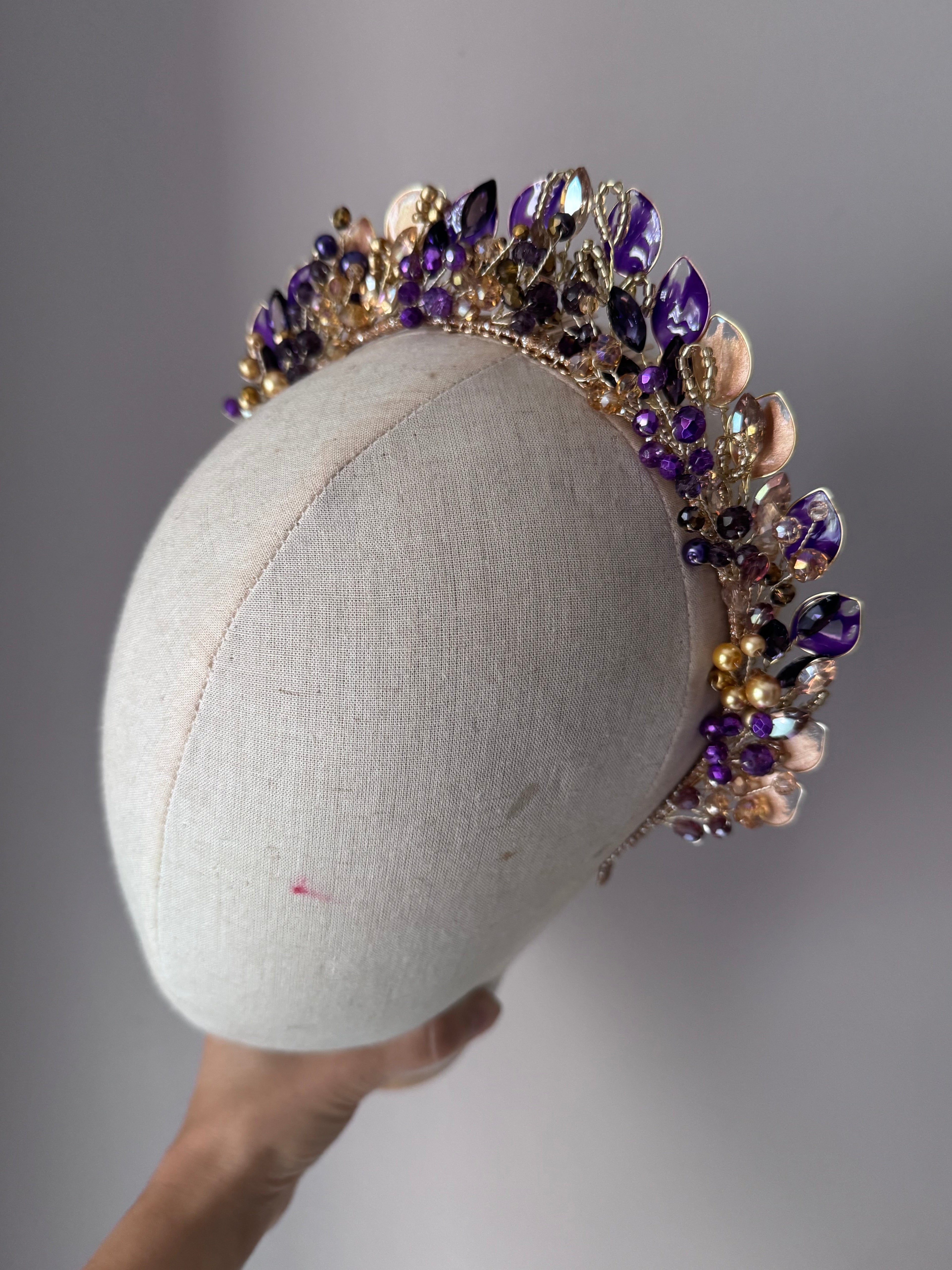 Pointed Purple and Gold Crown Pointed Purple and Gold Crown Precius pearls