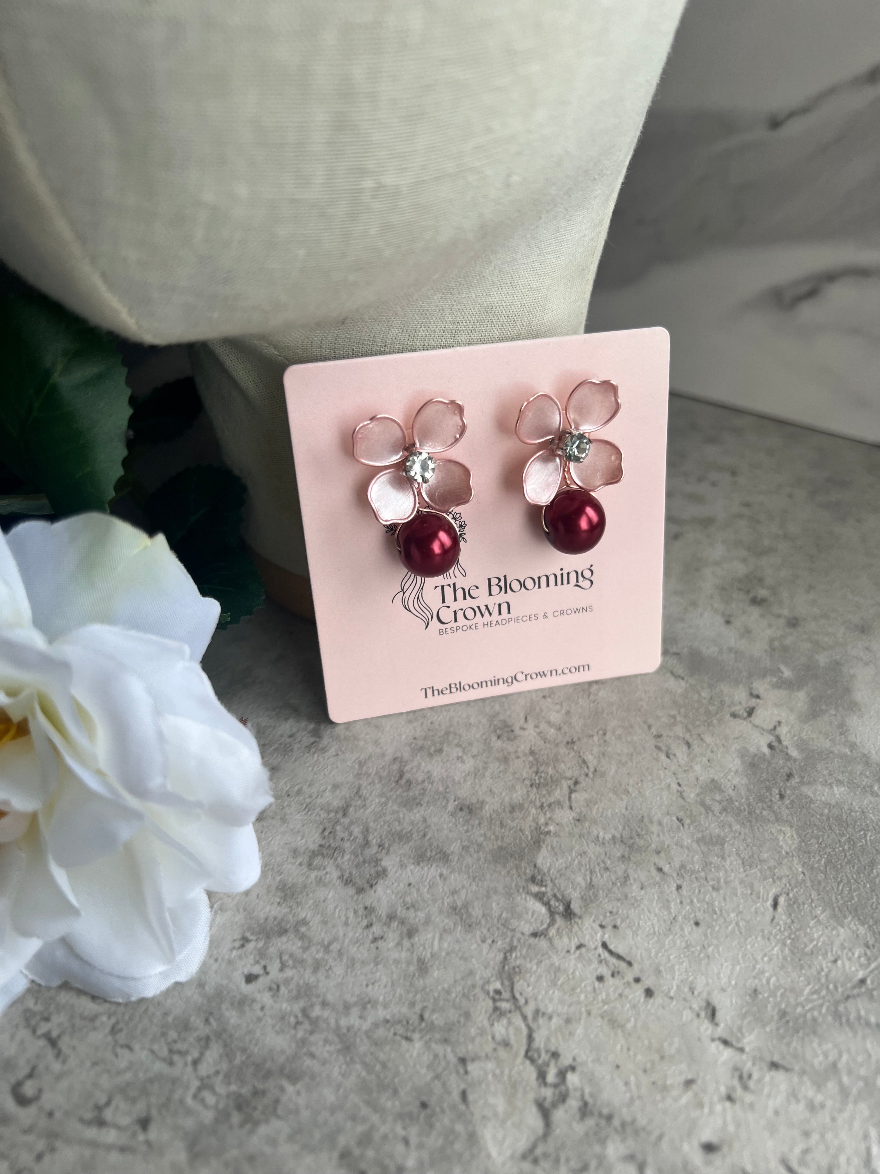 Burgundy and Rose gold side Heapdiece