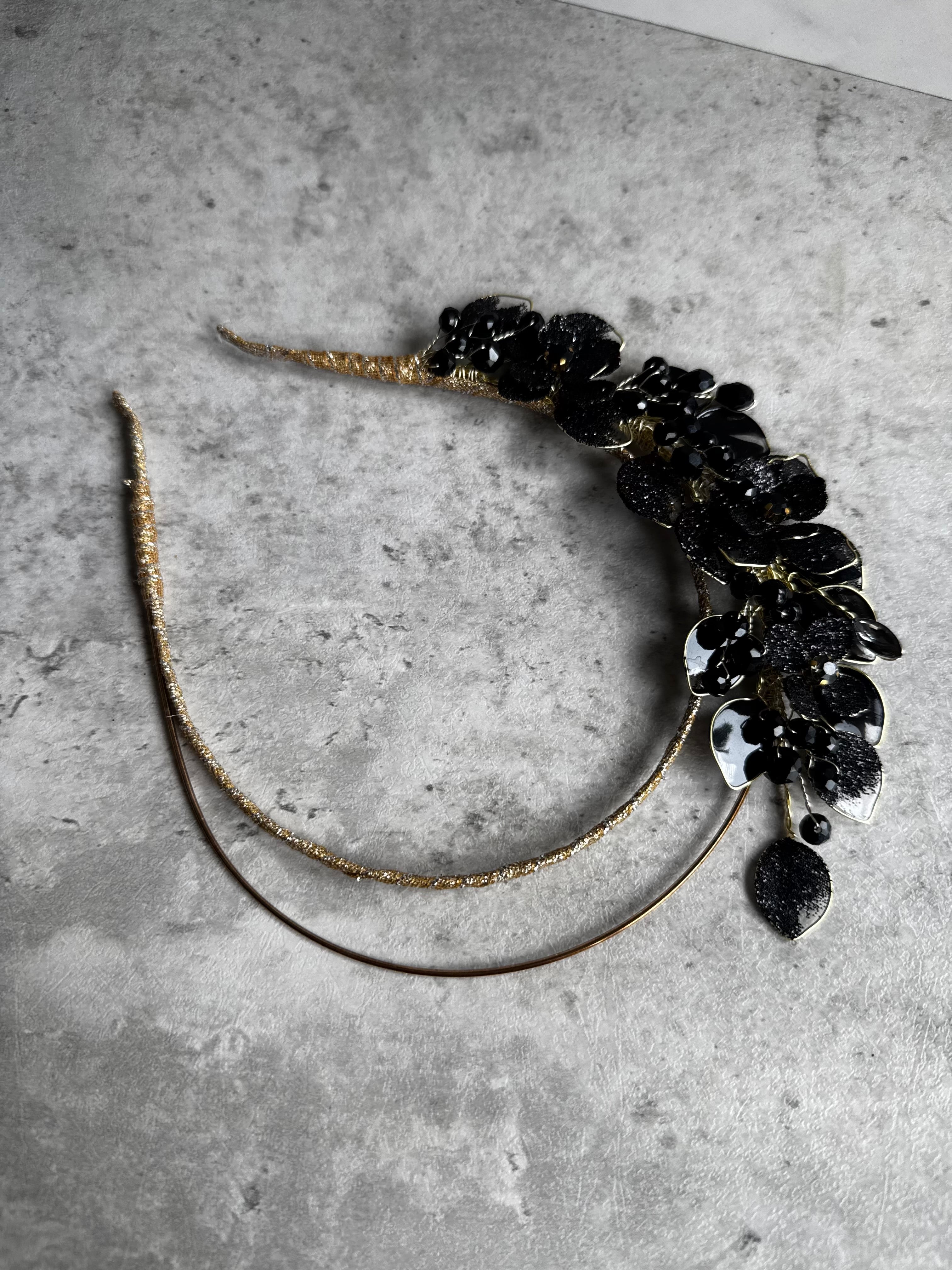 Black side Headpiece and Bag