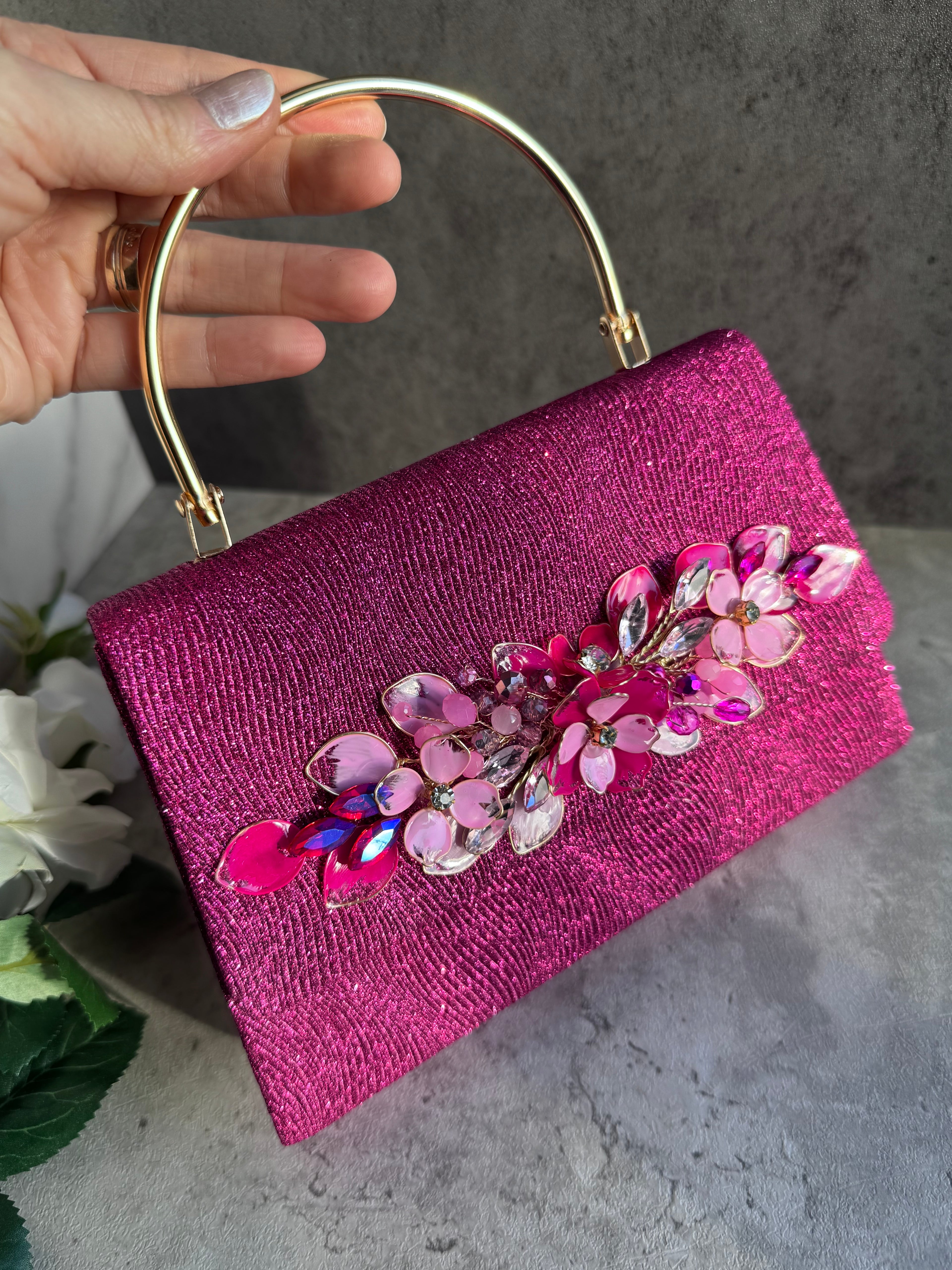 Fuchsia and Pink Half halo wedding guest headpiece