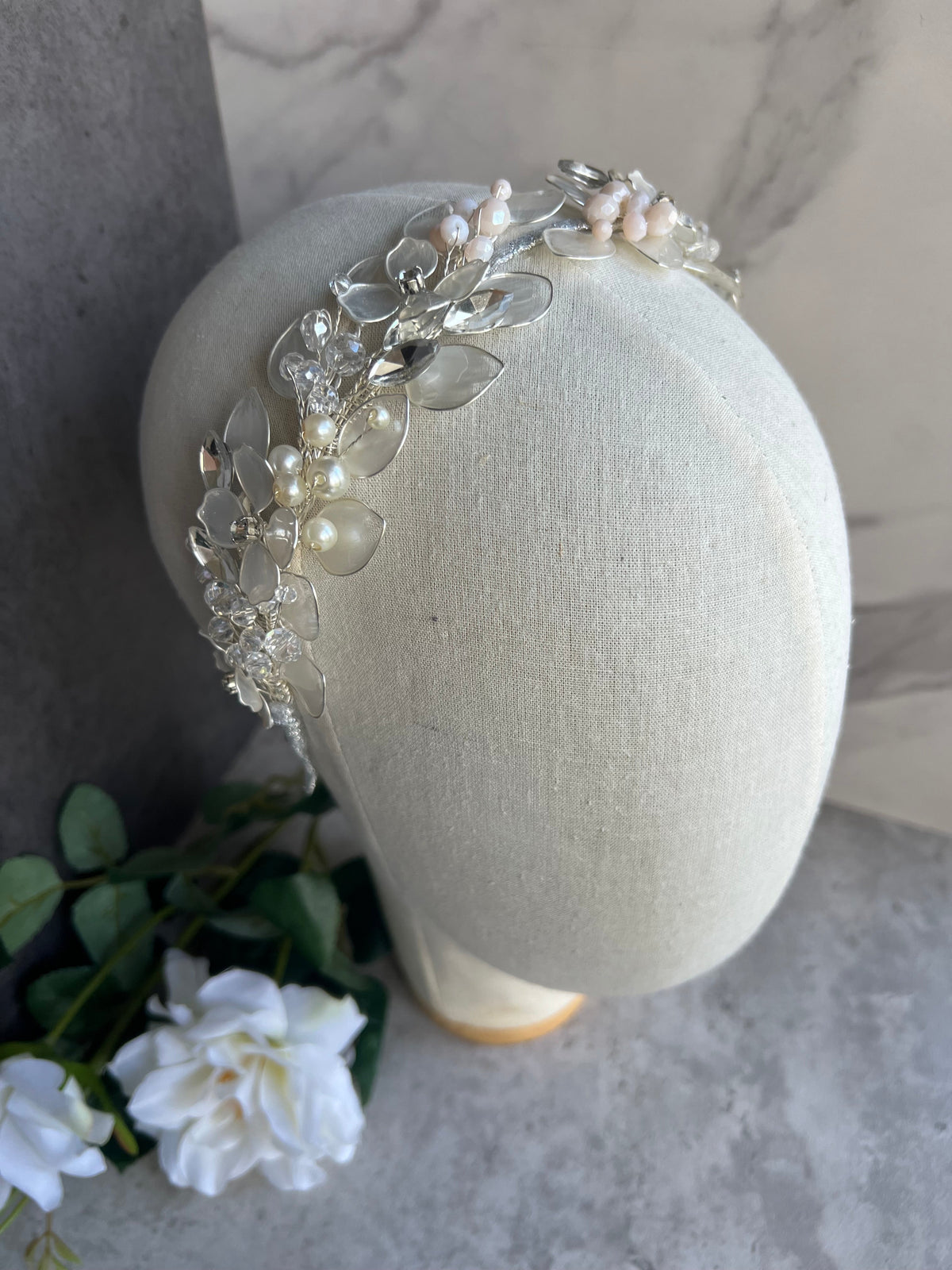 Ivory Pearl & Crystal Low Headpiece – Communion & Bridal Ivory Pearl & Crystal Low Headpiece – Communion & Bridal Precius pearls
