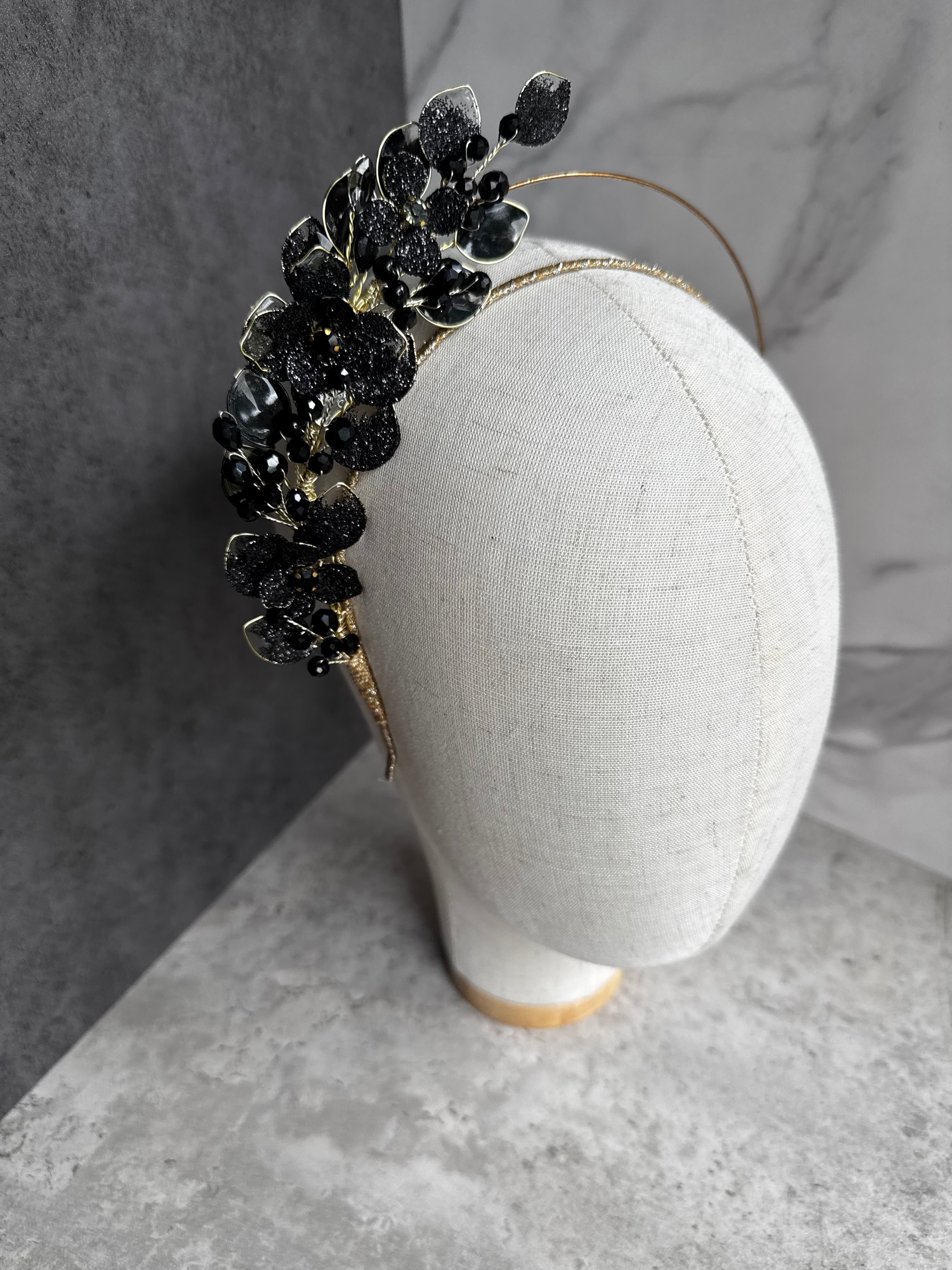 Black side Headpiece and Bag