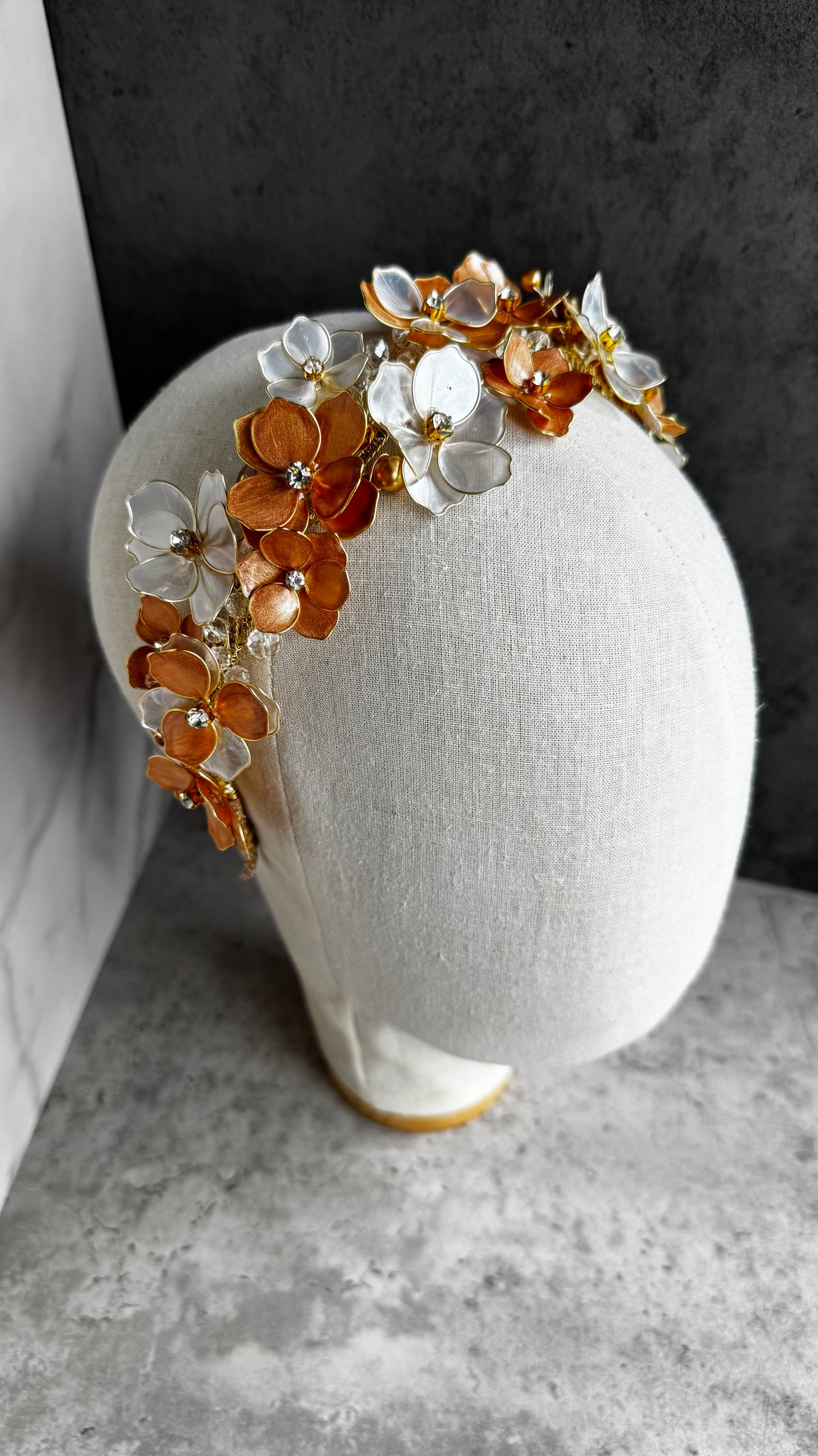 Pearl and Gold Flower headpiece