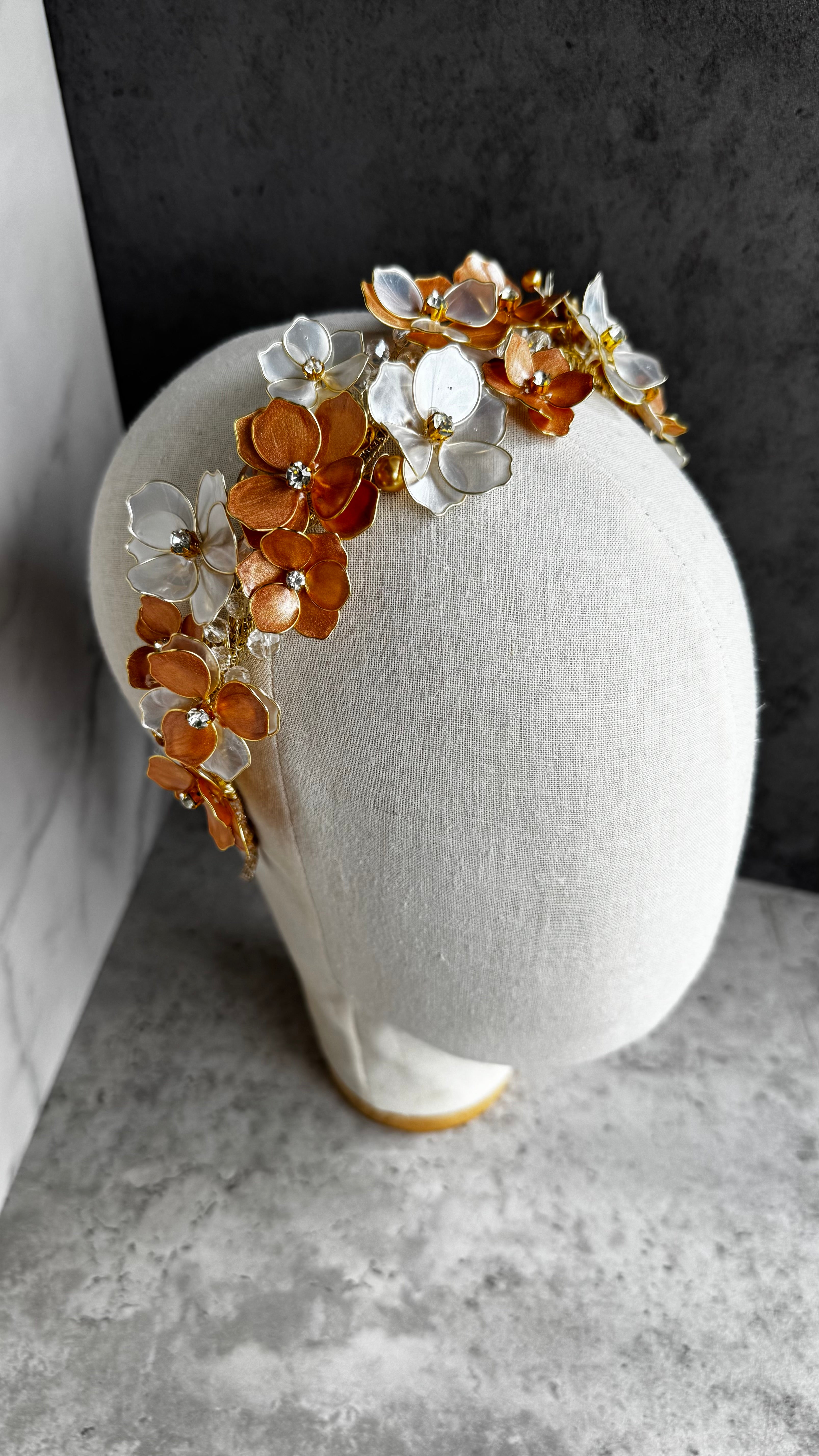 Pearl and Gold Flower headpiece