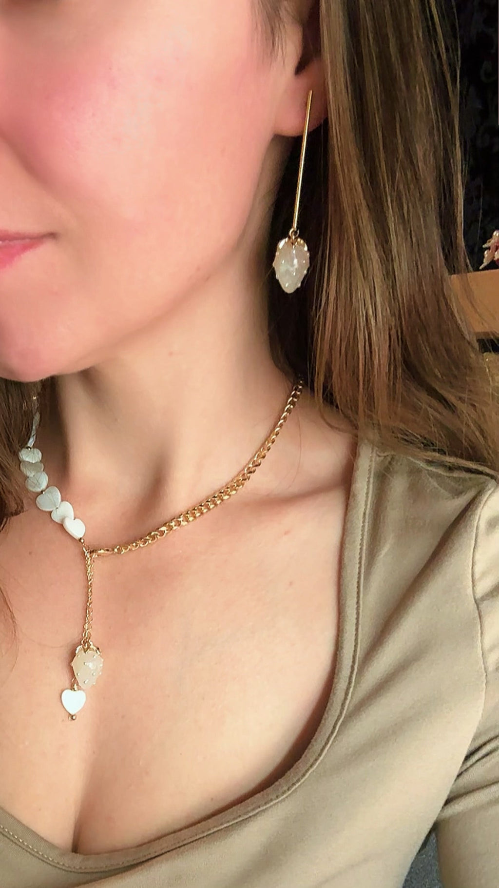 Strawberry Heart Necklace & Earrings Set – Handmade Strawberry Heart Necklace & Earrings Set – Handmade Precius pearls
