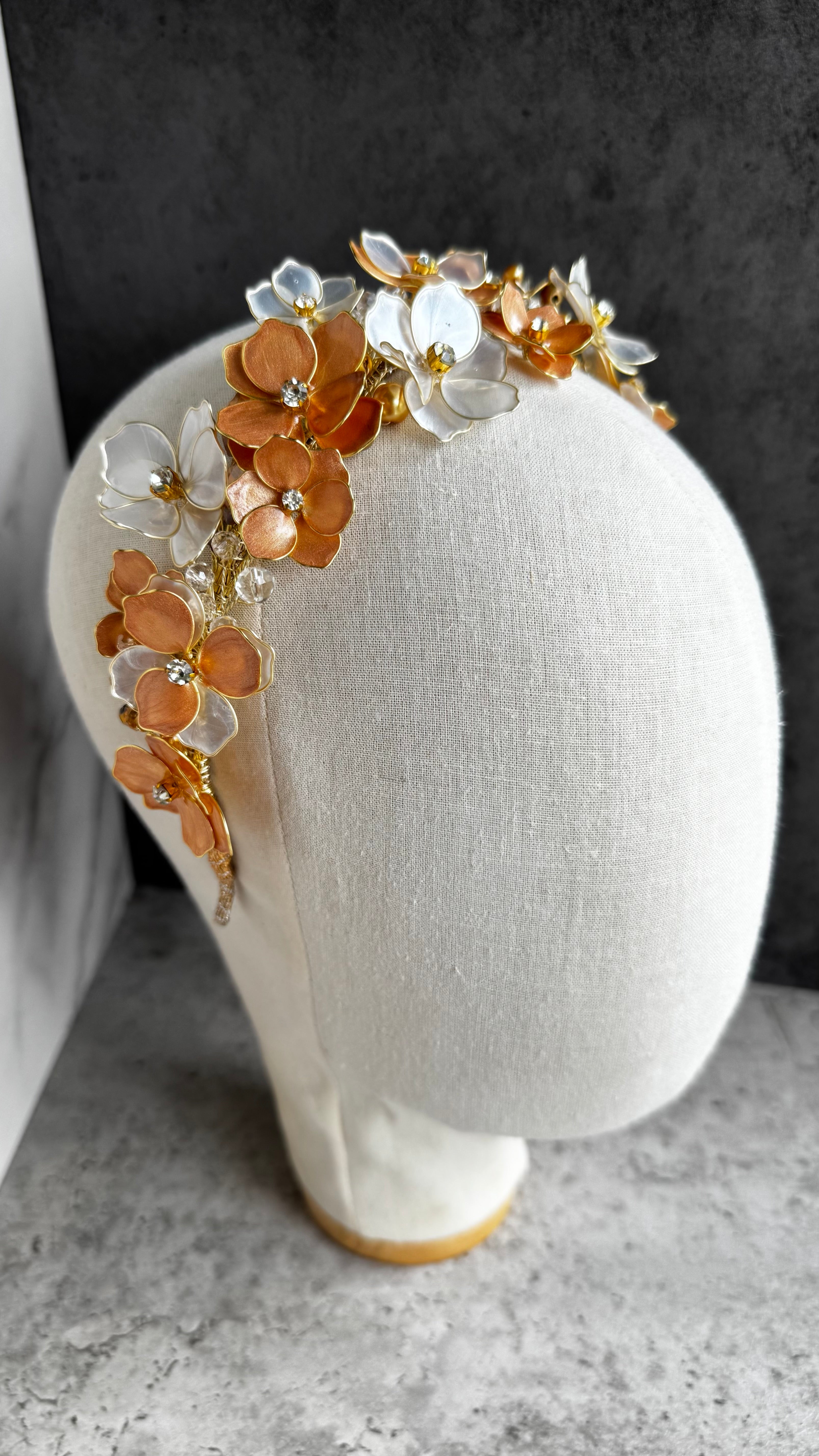 Pearl and Gold Flower headpiece