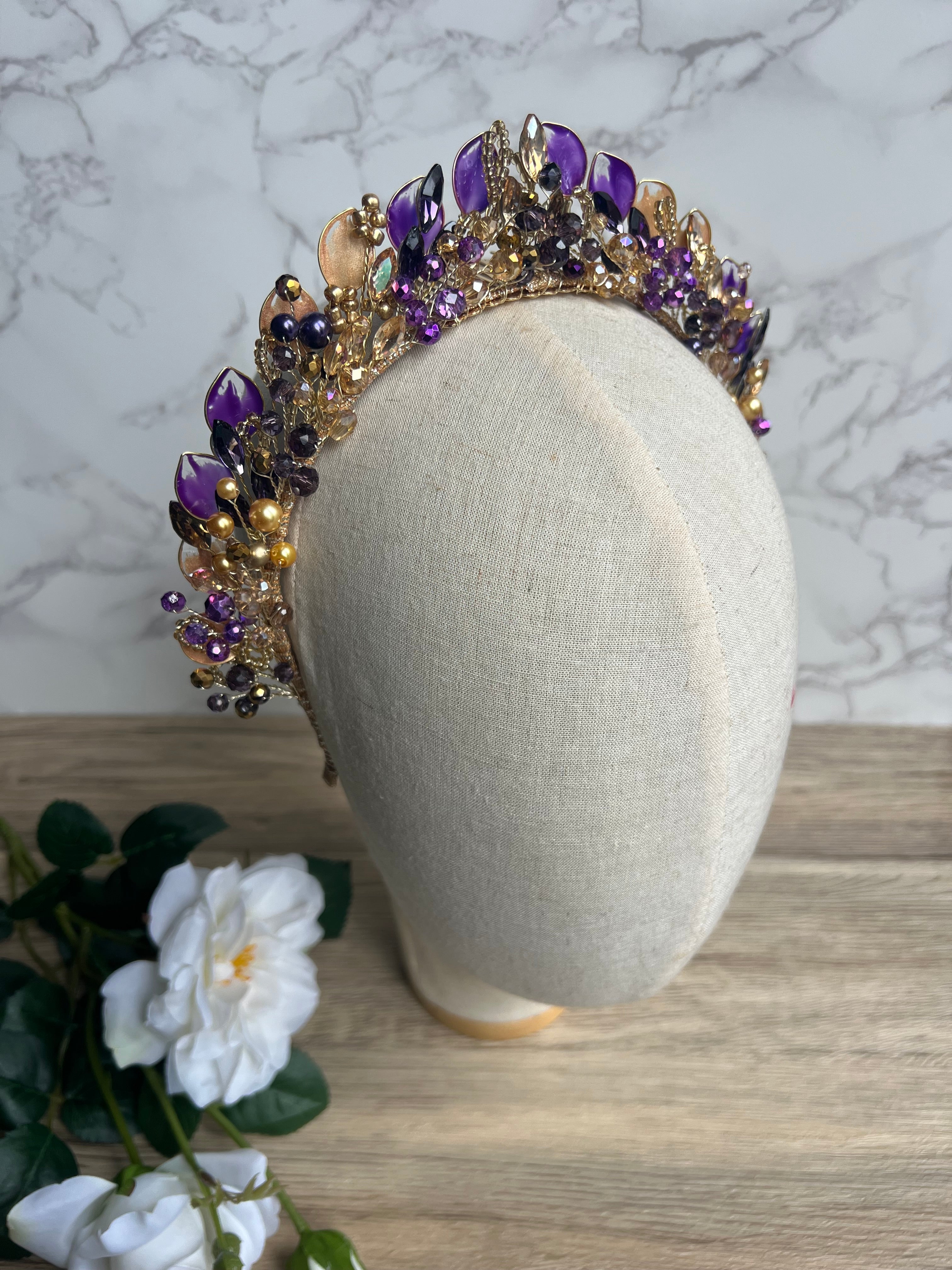 Pointed Purple and Gold Crown Pointed Purple and Gold Crown Precius pearls