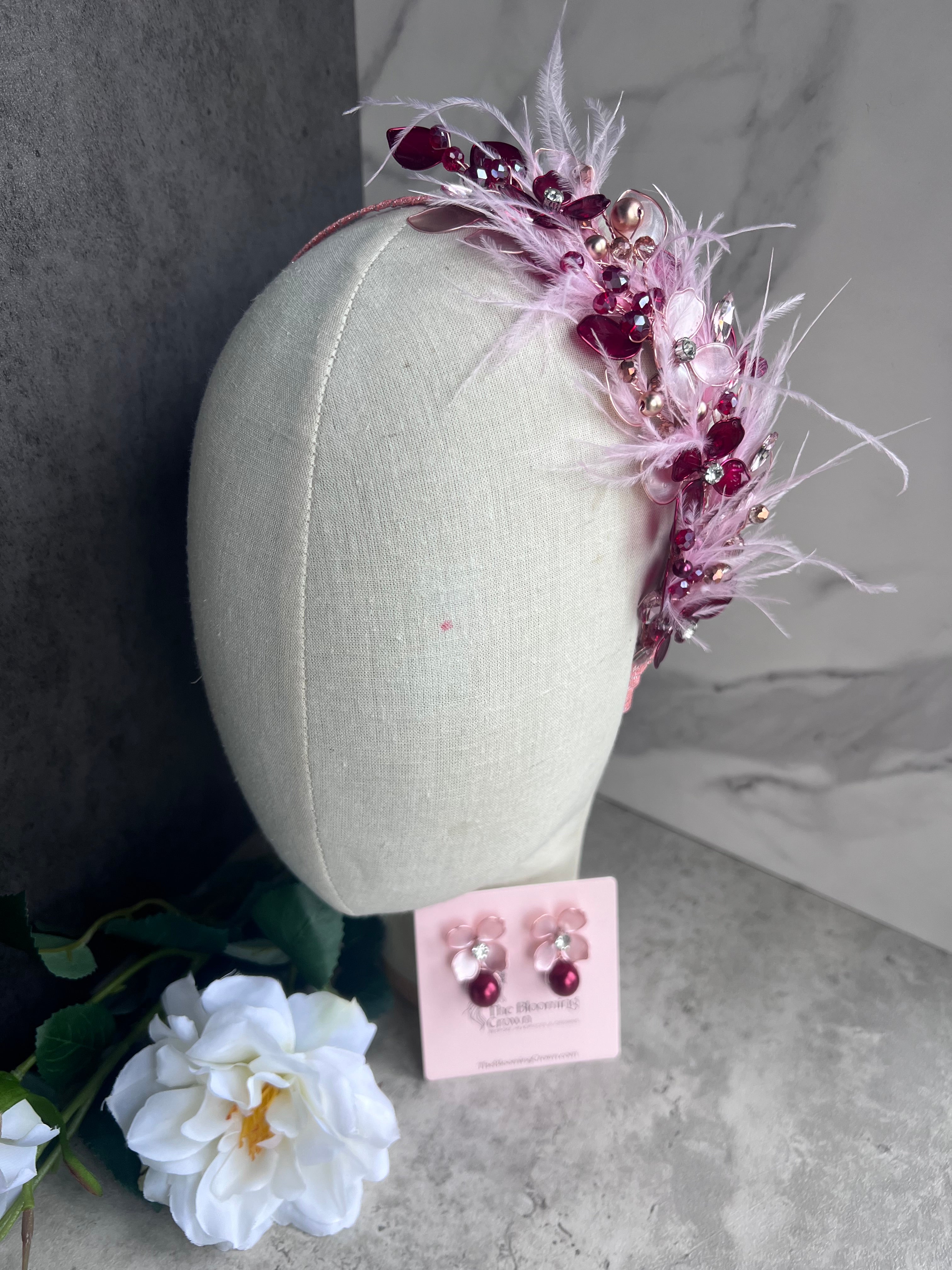 Burgundy and Rose gold side Heapdiece