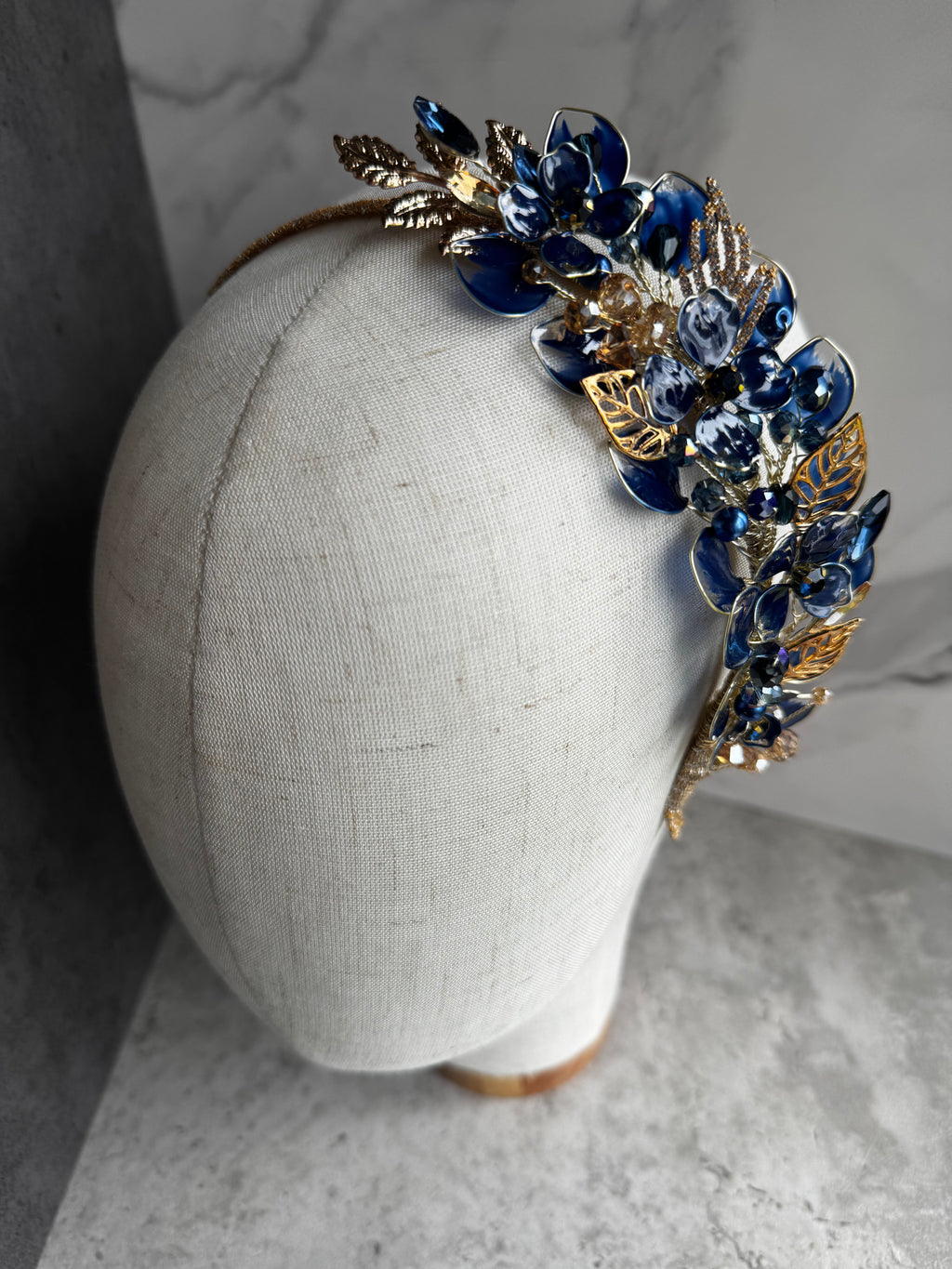Navy side Heapdiece, Earrings and Bracelet