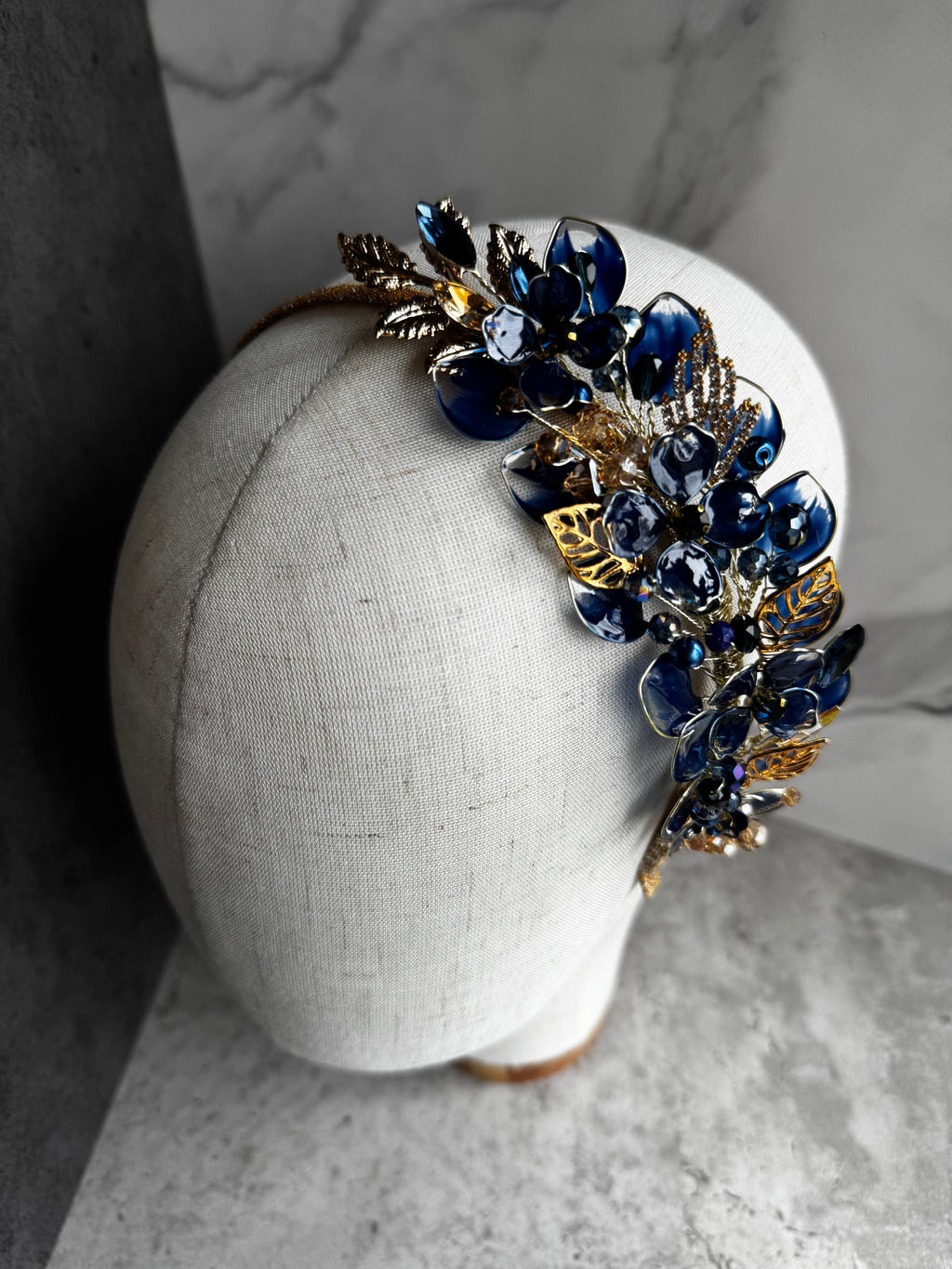 Navy side Heapdiece, Earrings and Bracelet