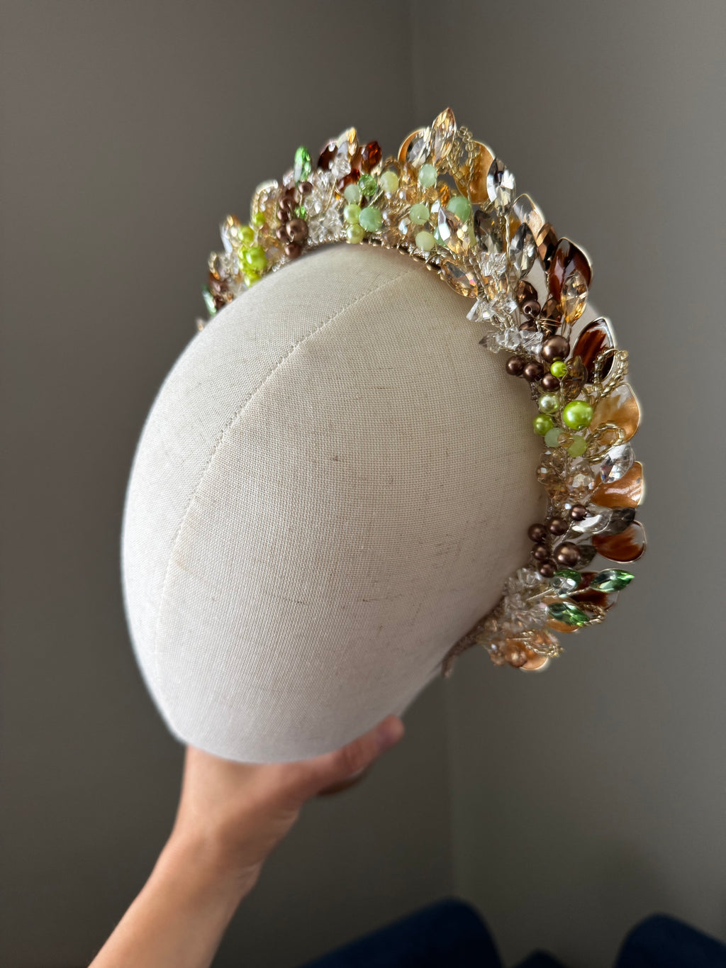 Gold, lime and brown pointed crown