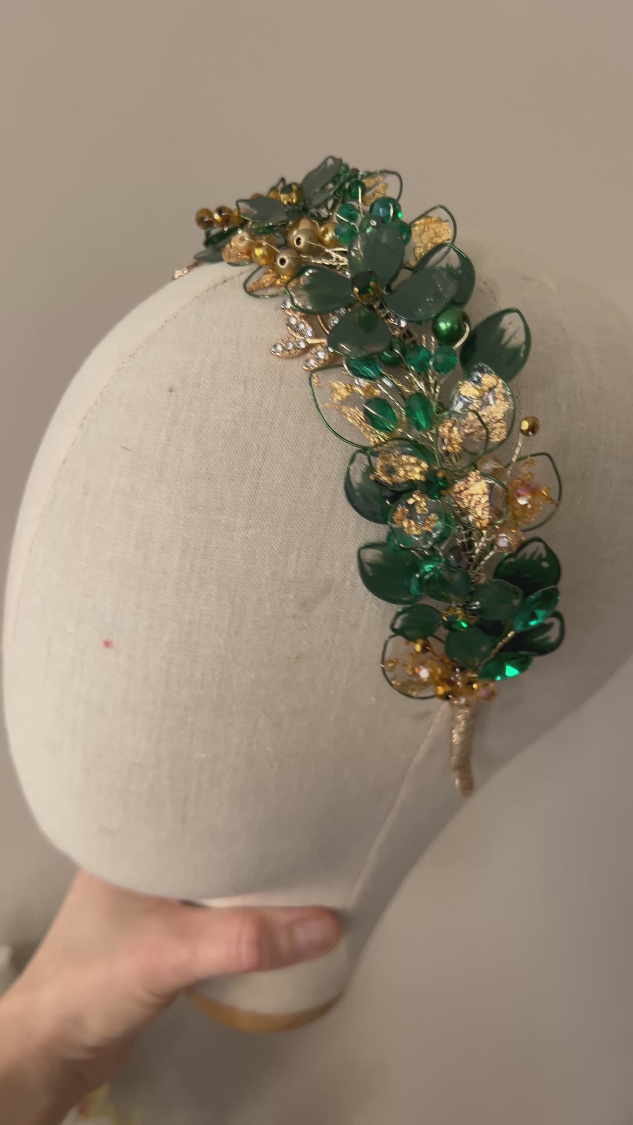 Forest green and Gold Wedding guest Heapdiece