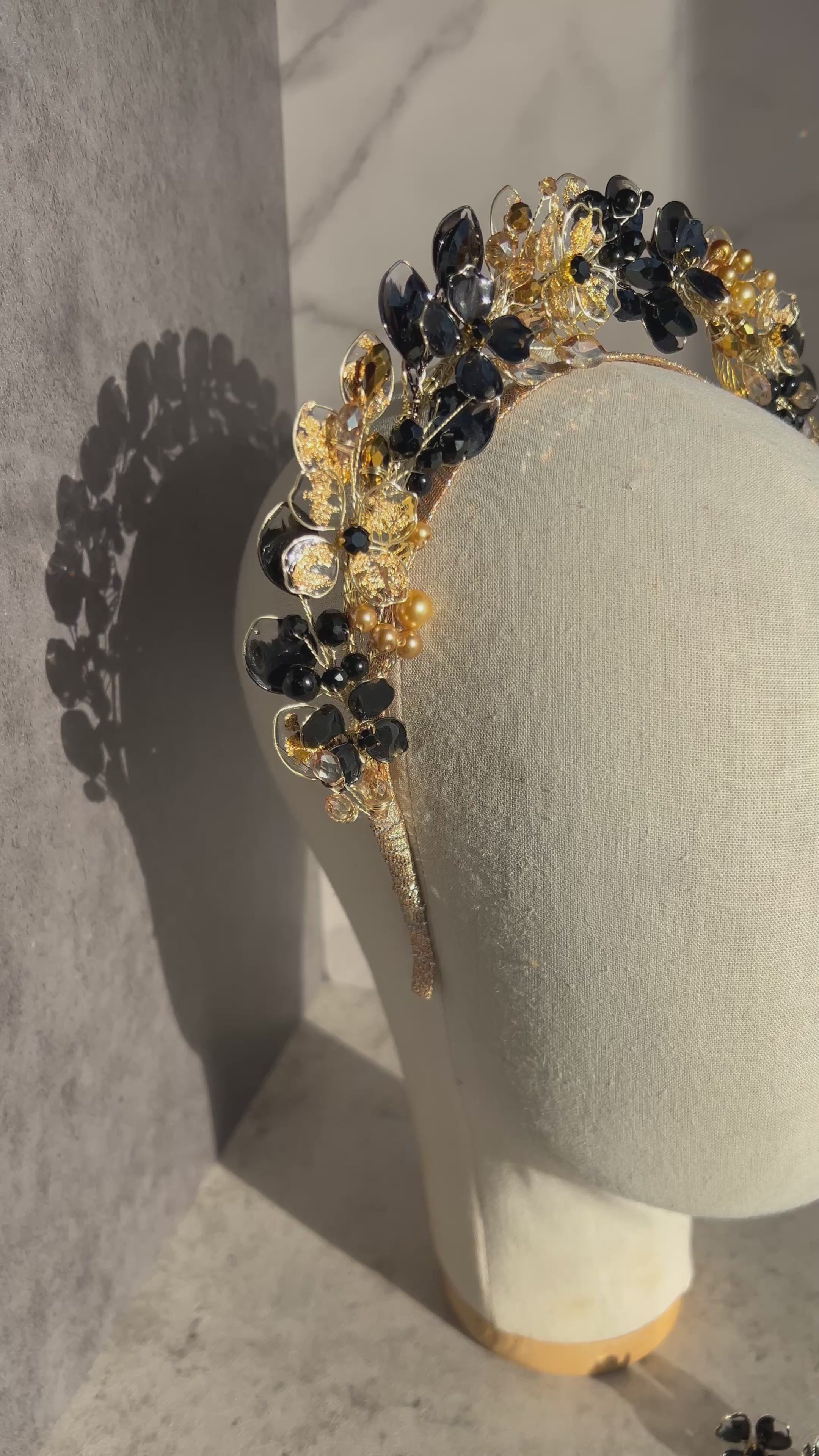 Black and Gold Wedding guest halo Heapdiece