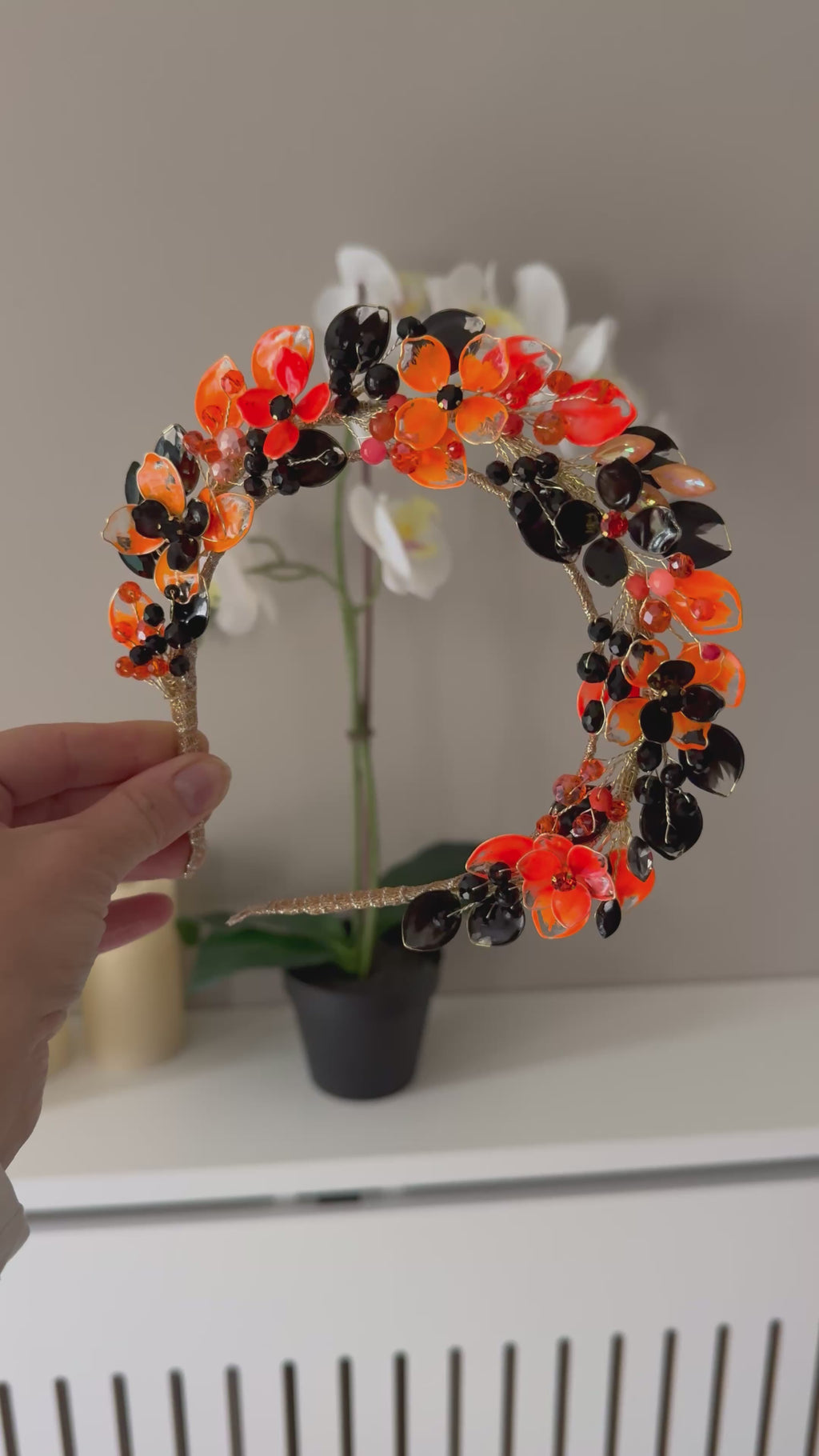 Black and Orange Wedding guest halo