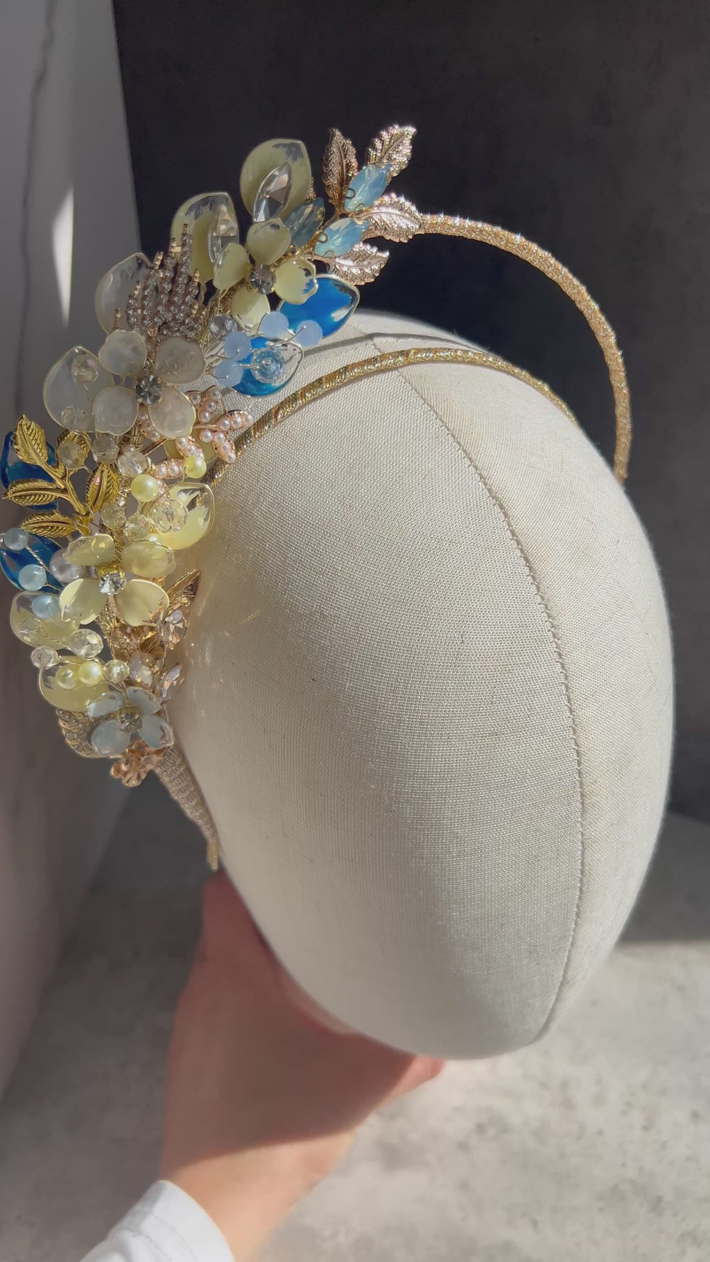 Yellow and blue Half halo headpiece