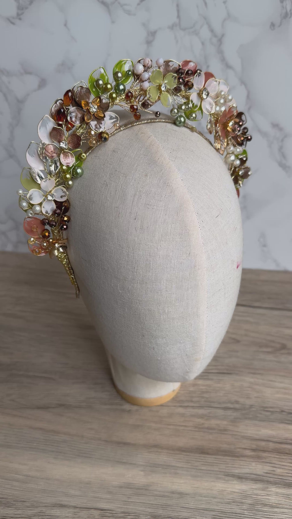 Beige, Brown and Sage wedding guest halo