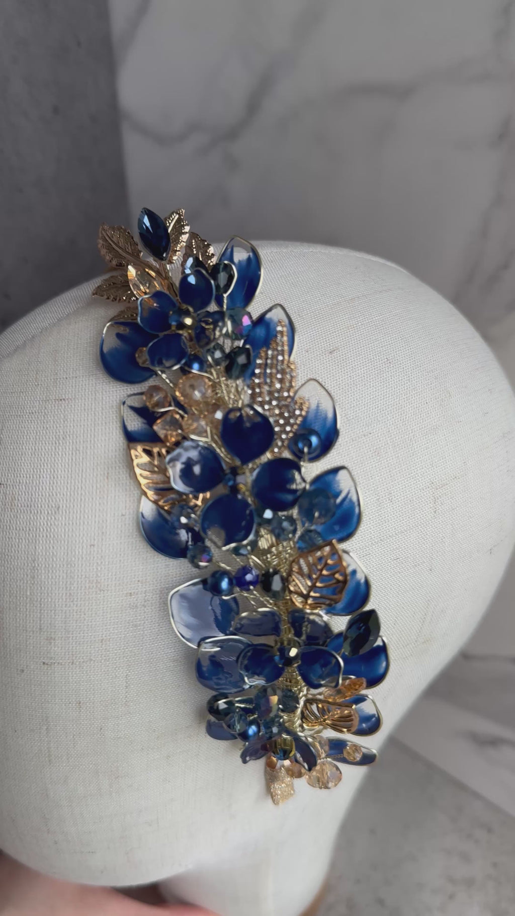 Navy side Heapdiece, Earrings and Bracelet
