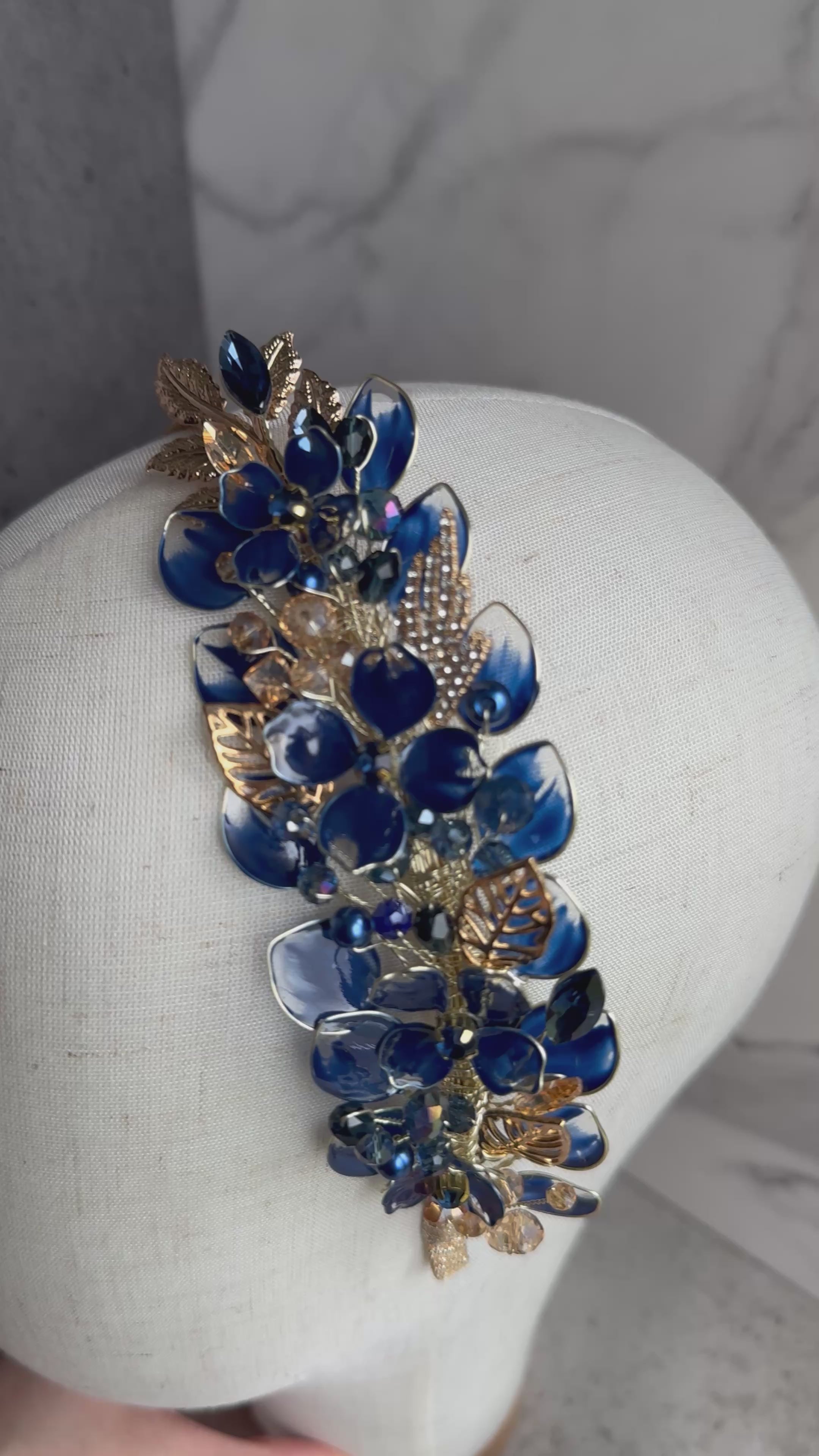 Navy side Heapdiece, Earrings and Bracelet