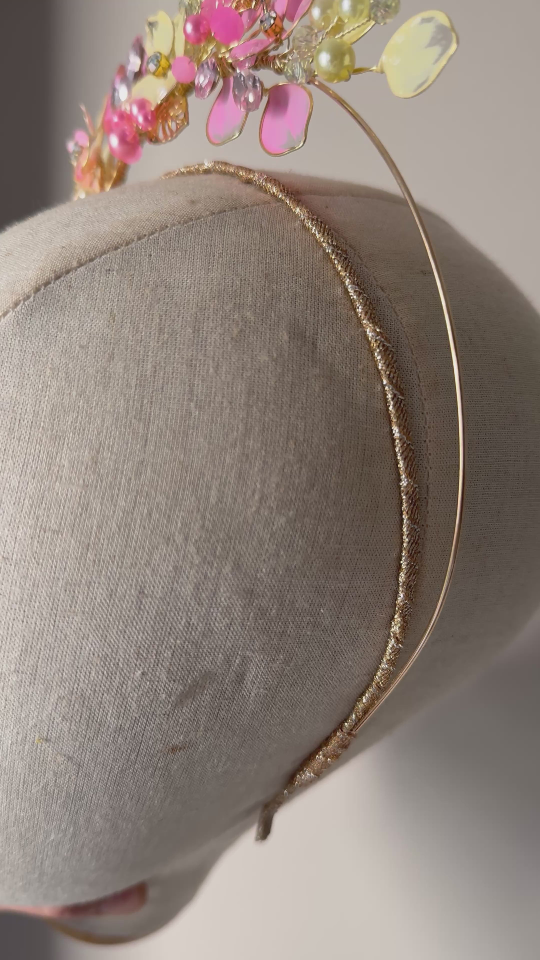 Pink and Yellow wedding guest crown