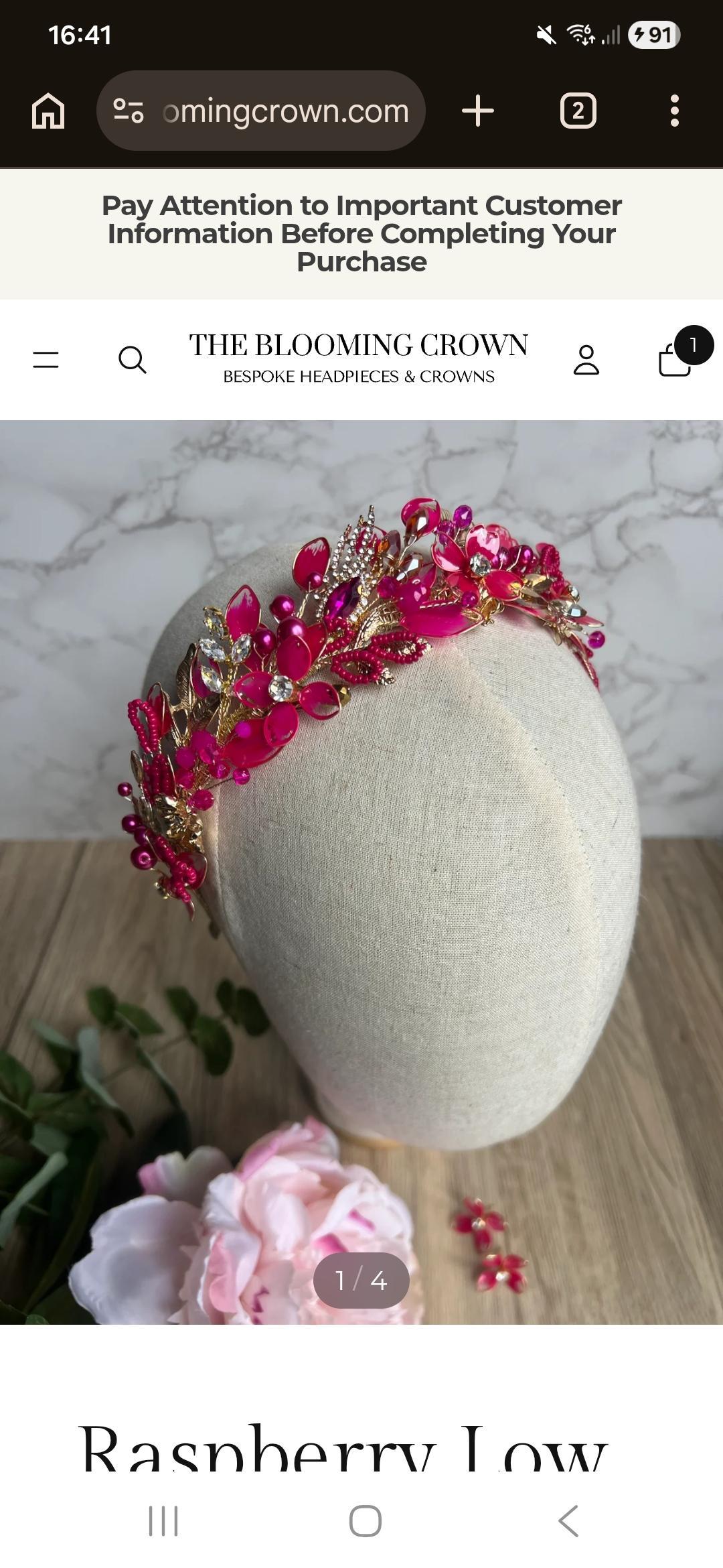 Bespoke Navy and Raspberry headpiece Lisa